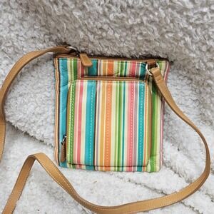 Fossil Multi Color Rainbow Stripe Genuine Leather Crossbody Organizer